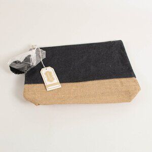 NWT Mud Pie Color Pop Jute Case - Black & Natural Clutch/Wristlet